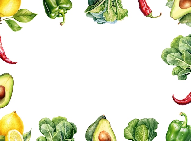 Foto quadro di verdure fresche con spazio di copia illustrazione di sfondo di verdure