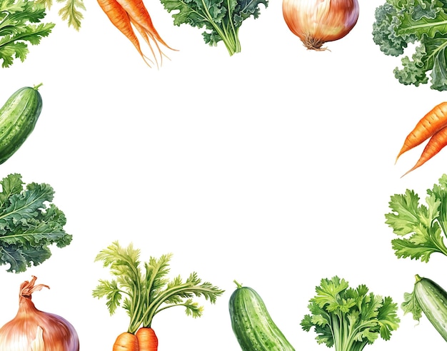 Photo fresh vegetables frame with copy space vegetables background illustration