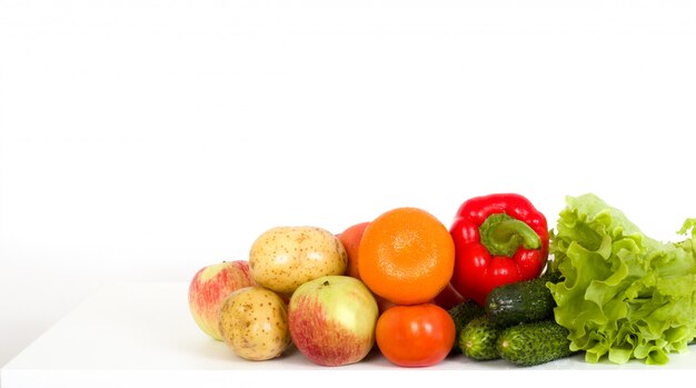 Fresh vegetables and fruit on a table