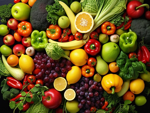 Fresh vegetables and fruits background