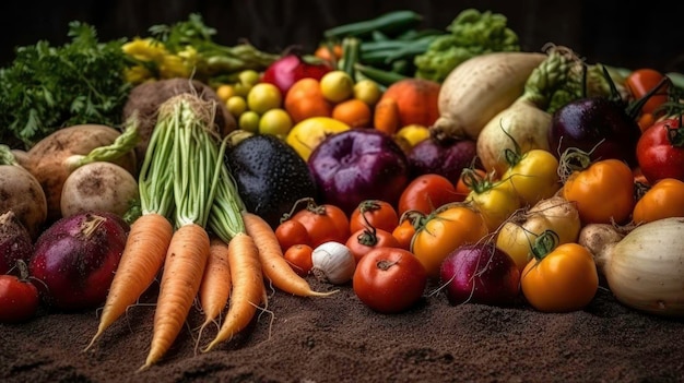 Fresh vegetables for a healthy diet AI generated image