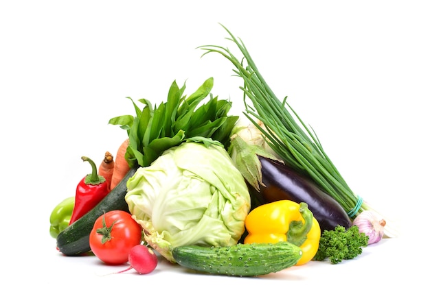 Fresh vegetables isolated on white