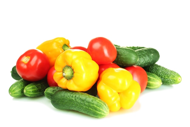 Fresh vegetables isolated on white