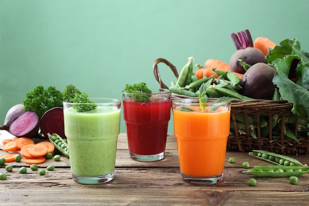 fresh vegetables and juice