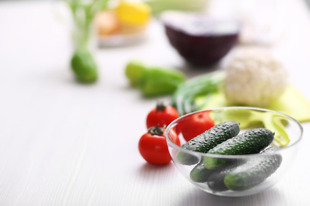 Fresh vegetables on a kitchen table