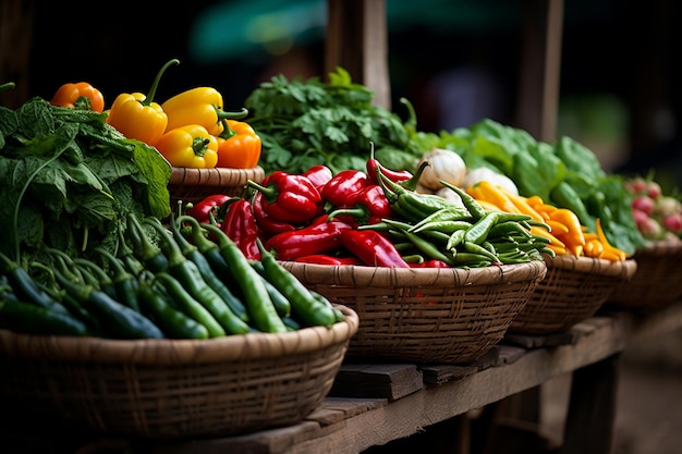 Fresh vegetables at the market Generative Ai