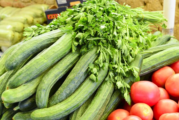 fresh vegetables at a market