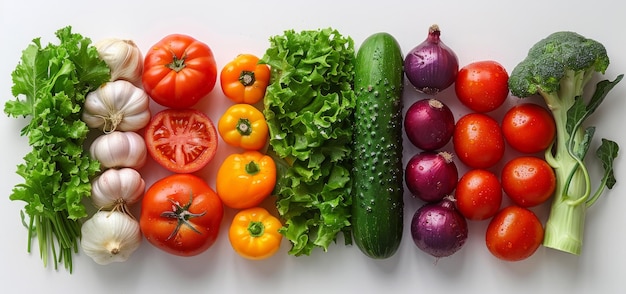 写真 白い背景の新鮮な野菜