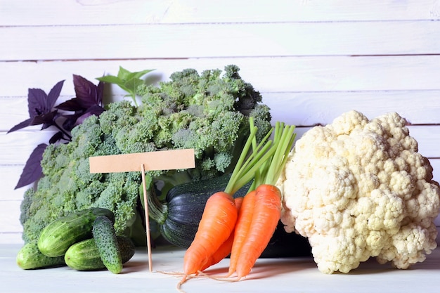 Fresh vegetables rustic wooden background