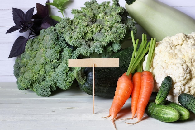 Fresh vegetables rustic wooden background