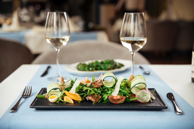 fresh vegetables salad on table