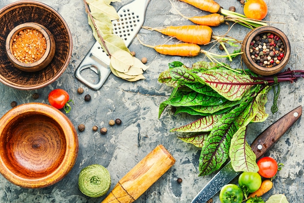 Fresh vegetables for salad