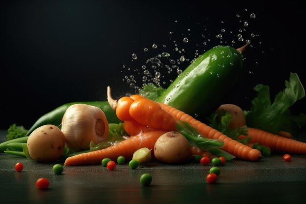 Fresh vegetables serving in the kitchen table professional advertising food photography