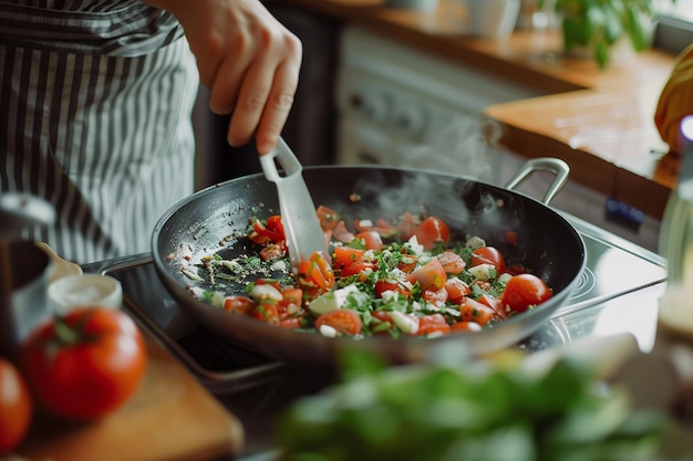 Fresh Vegetables Sizzling on the Stove