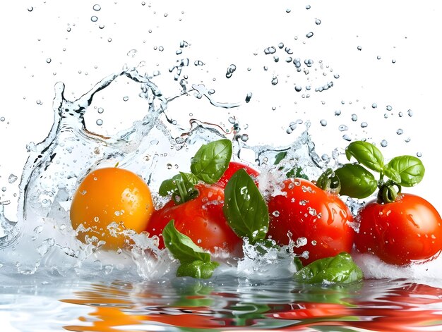 Fresh vegetables splash in water isolated against white background AI Generated