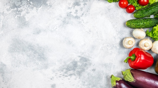 Fresh vegetables on stone surface