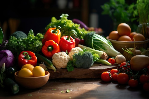 Fresh vegetables in the table