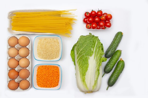 Fresh vegetables on white background