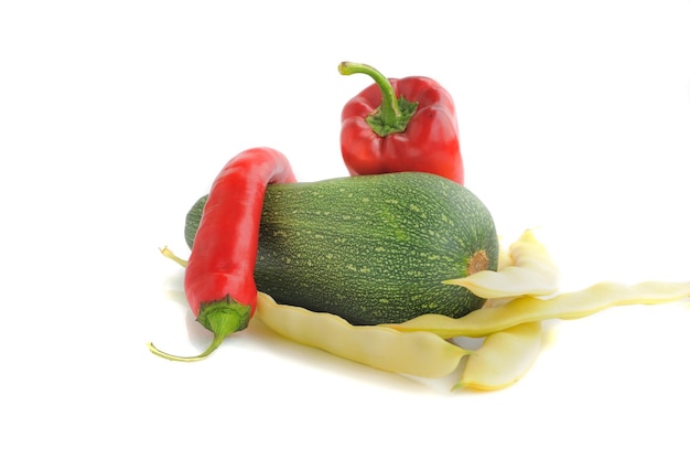 Fresh vegetables on the white background