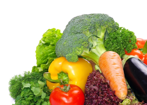 Fresh vegetables on the white background