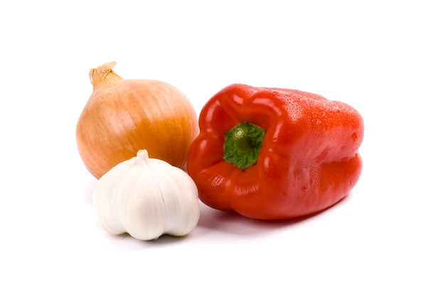 Fresh vegetables on white background