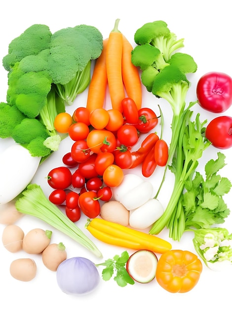 Fresh vegetables in white background