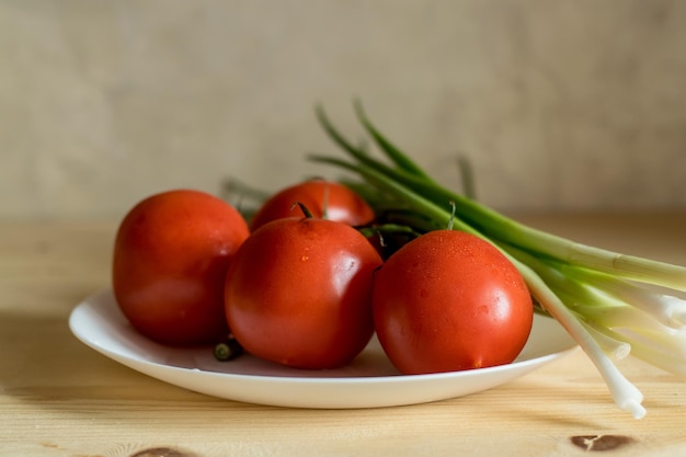 Fresh vegetables on white wooden table Copy Space