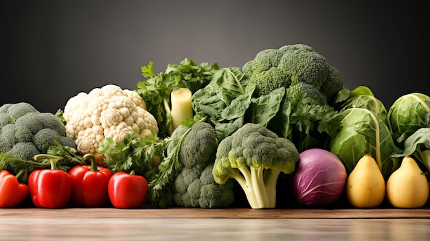 fresh vegetables with greens on white table copy space