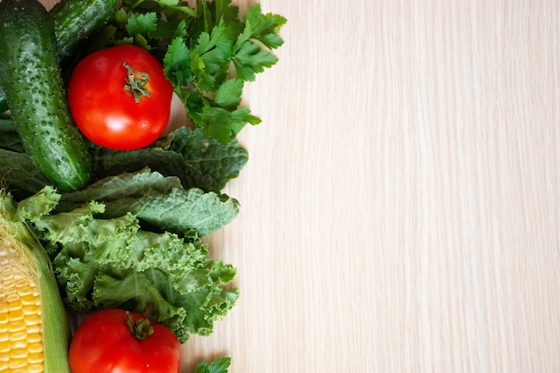 Fresh vegetables on wood 