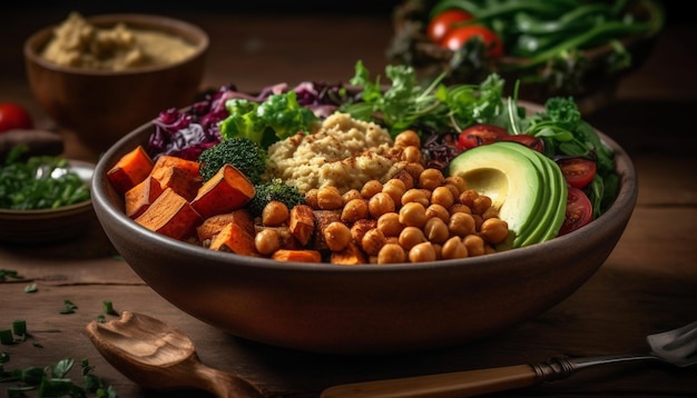 Fresh vegetarian salad with healthy organic ingredients generated by AI