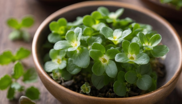 Fresh and vibrant microgreens in a rustic bowl