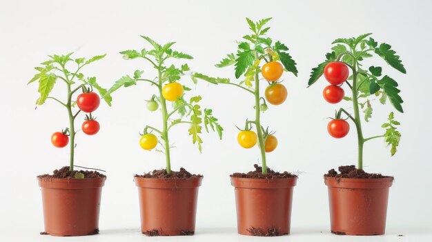 Foto immagini fresche e vivide di pomodori maturi interi e tagliati su uno sfondo bianco