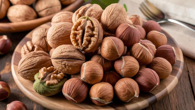 Fresh walnuts and hezelnuts