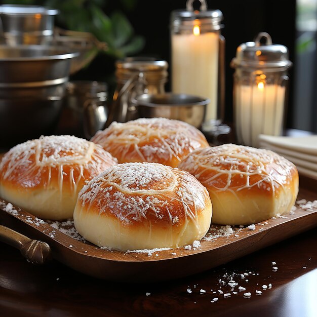 Foto rotoli di latte freschi e caldi fatti in casa