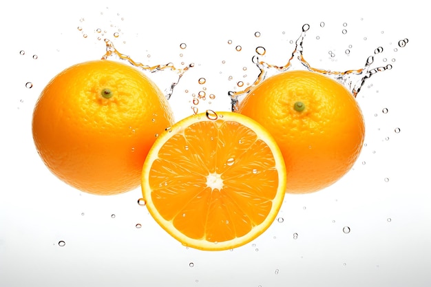 Fresh water drops on orange isolated on white