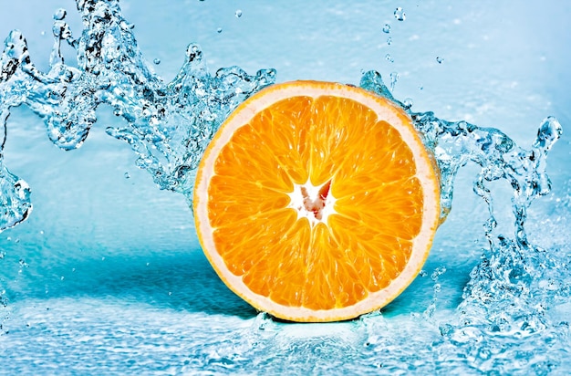 fresh water splash on orange