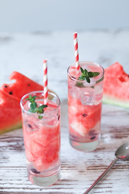 Fresh watermelon cocktail with ice