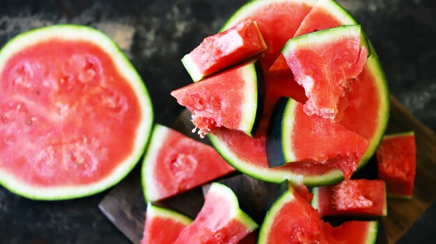 Fresh watermelon on a dark background