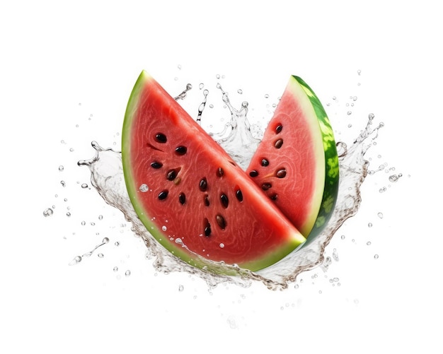 Fresh Watermelon fruit flying in isolated white background studio shot