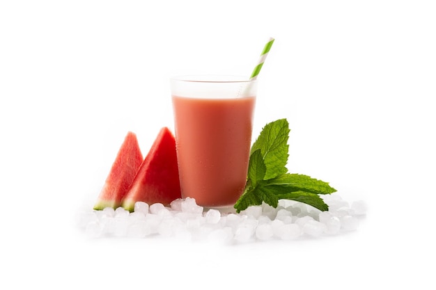 Fresh watermelon juice isolated on white background