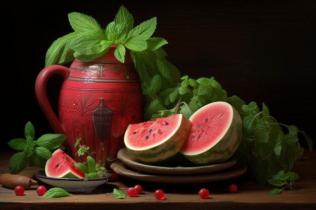 Fresh watermelon and mint