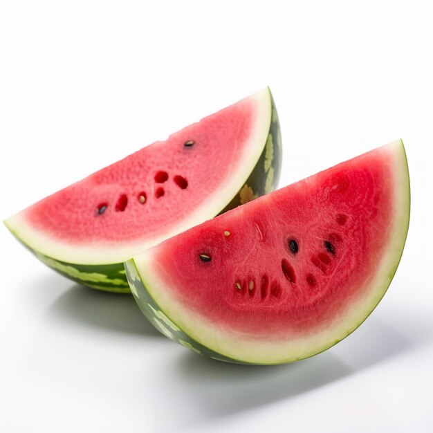 Fresh watermelon pair slices isolated on white background