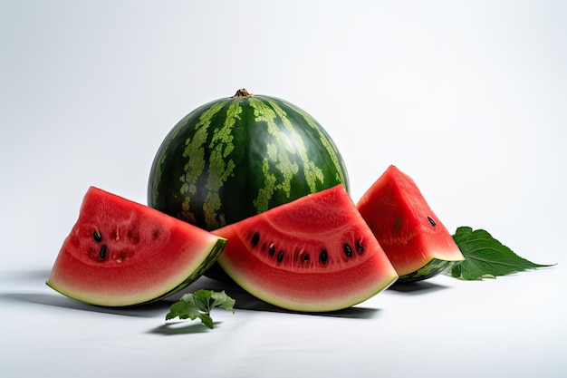 Fresh watermelon slice isolated on white background Ai generative