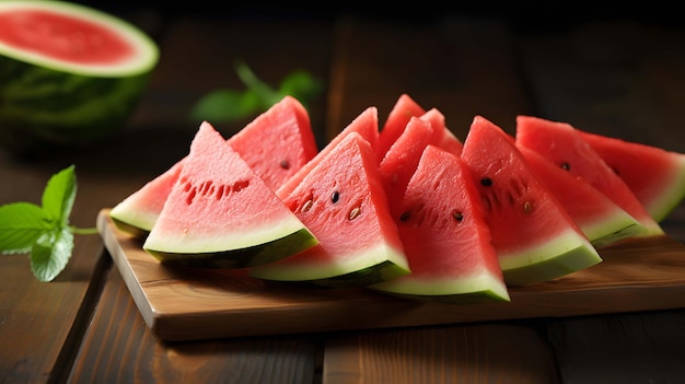 Fresh watermelon with slice on table