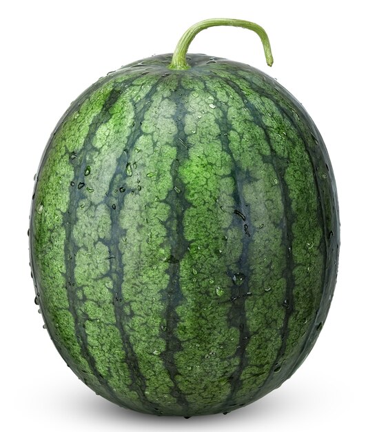 Fresh watermelon with water drop isolated on white.