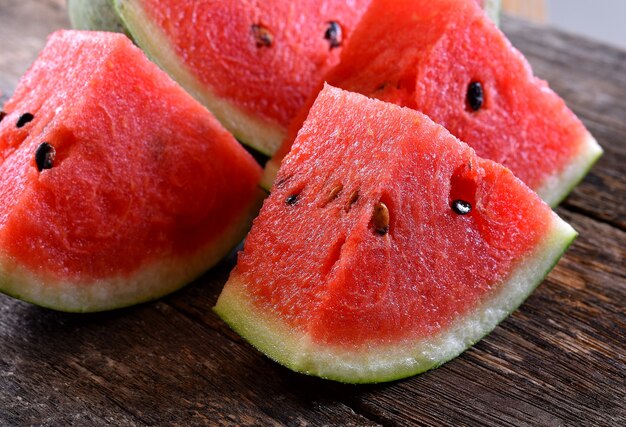 Fresh watermelon on wooden table