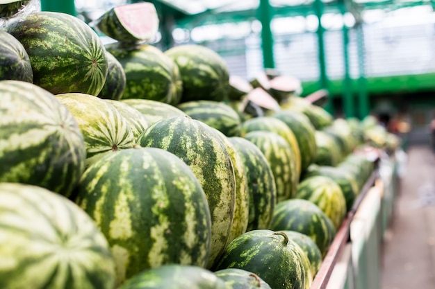 Fresh watermelons on the market