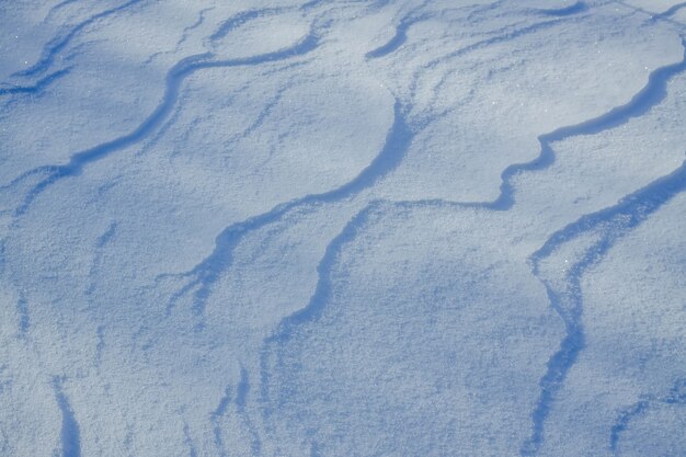 Fresh wavy snow surface in sunny winter day.