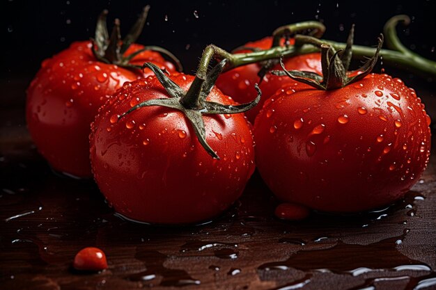 Fresh and wet tomatoes