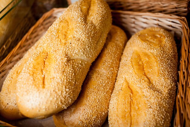 fresh white bread fresh white bread in the store closeup photo